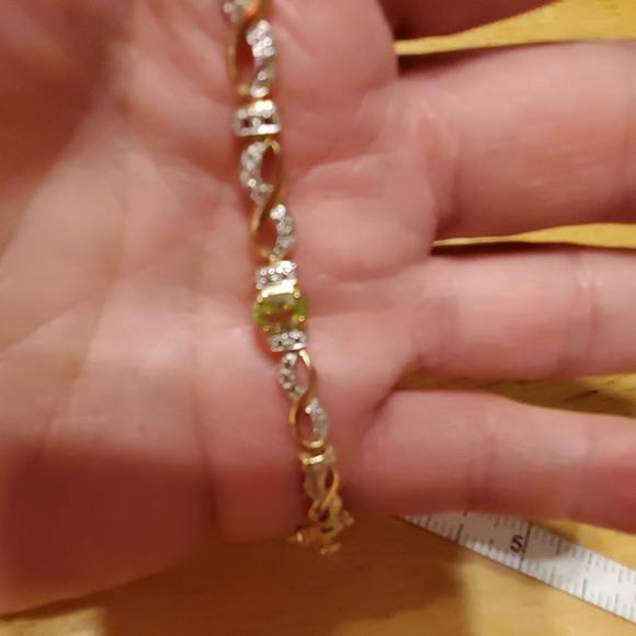 Vermeil diamond & Peridot bracelet - Picture 2 of 4
